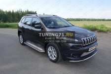 Пороги с площадкой 42,4 мм Jeep Cherokee 2014 (Sport, Longitude, Limited)